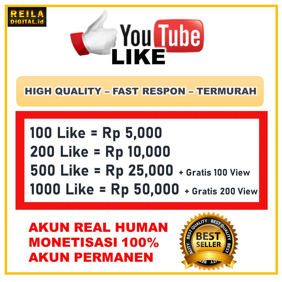 Youtube Like Instans High Quality Monetize Termurah dan Bergaransi
