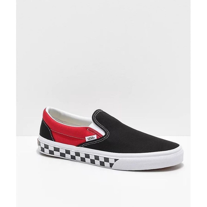 Vans Slip On Bmx Checkerboard Black Red Original