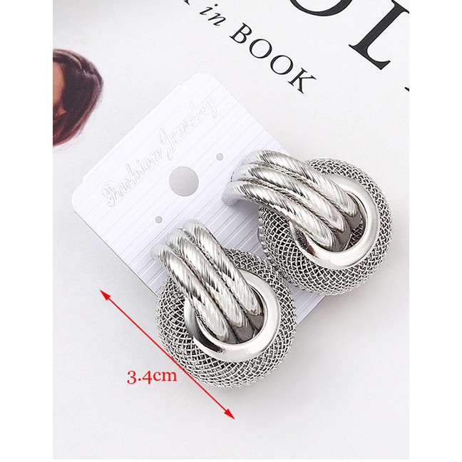 LRC Anting Tusuk Fashion K Grid Textured Earrings Y61832