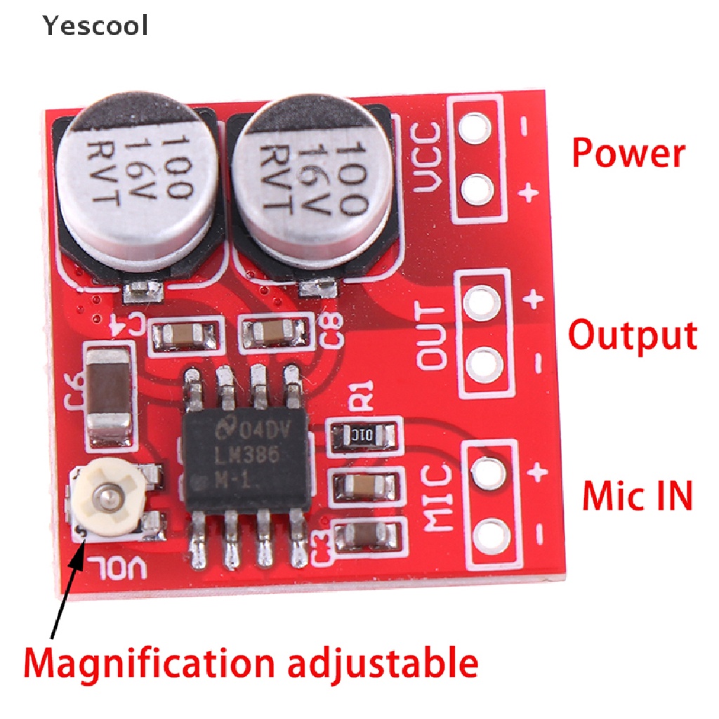 Yescool Papan amplifier power DC 5V-12V LM386 200x Untuk Mikrofon