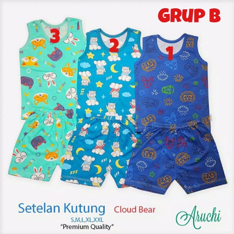 Aruchi MOTIF / SALUR S M L (1stel) Setelan Baju Kutung Bayi Anak