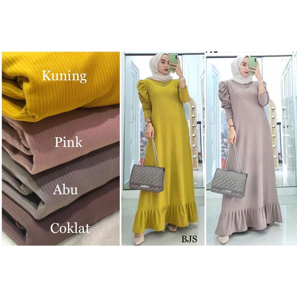 GAMIS TANGAN BALON BAHAN KAOS RAJUT IMPORT