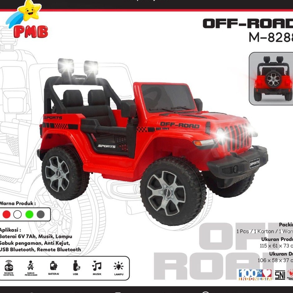 Mobil Aki Anak Jeepp Off road PMB M8288 -  Model Jeep With Remote control MURAHq-4