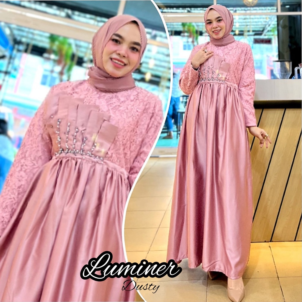 GAMIS PESTA MUSLIMAH DETAIL KIPAS LUMINER