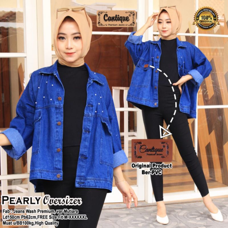 pearly oversize jeans jaket jeans by cantique