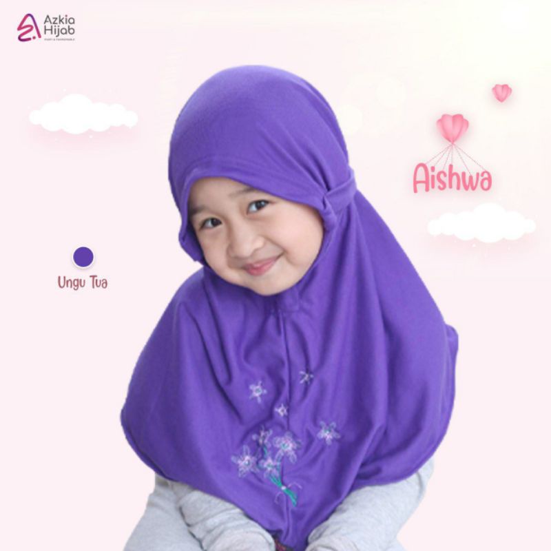 Aishwa || size SS (size 1) jilbab anak / bayi || usia 0 bulan - 6 bulan new azkia hijab-Ungu tua