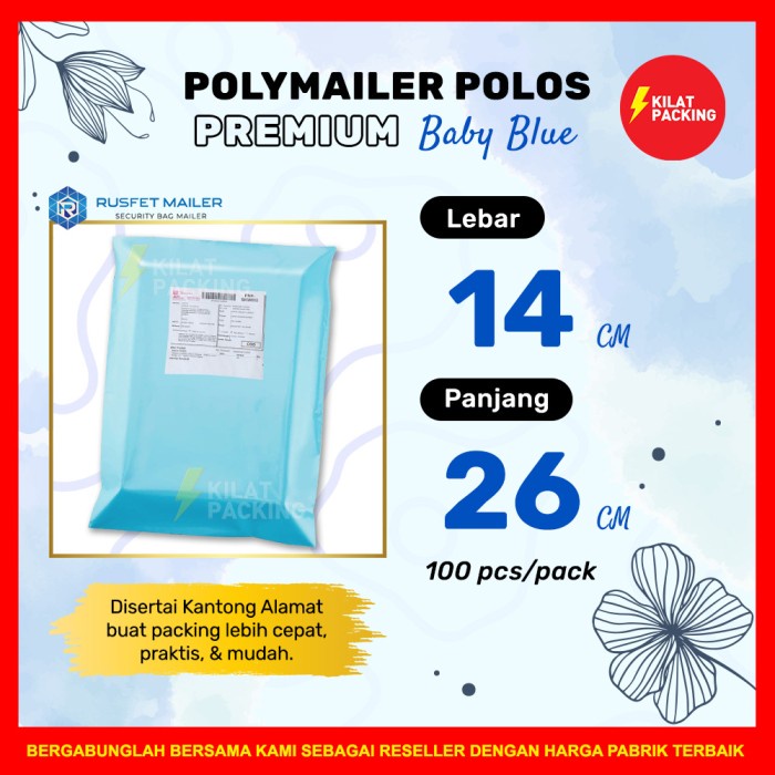 

Sale Polymailer Amplop Packing Premium / Baby Blue / 14X22 Murah Per Pack Sale!!!