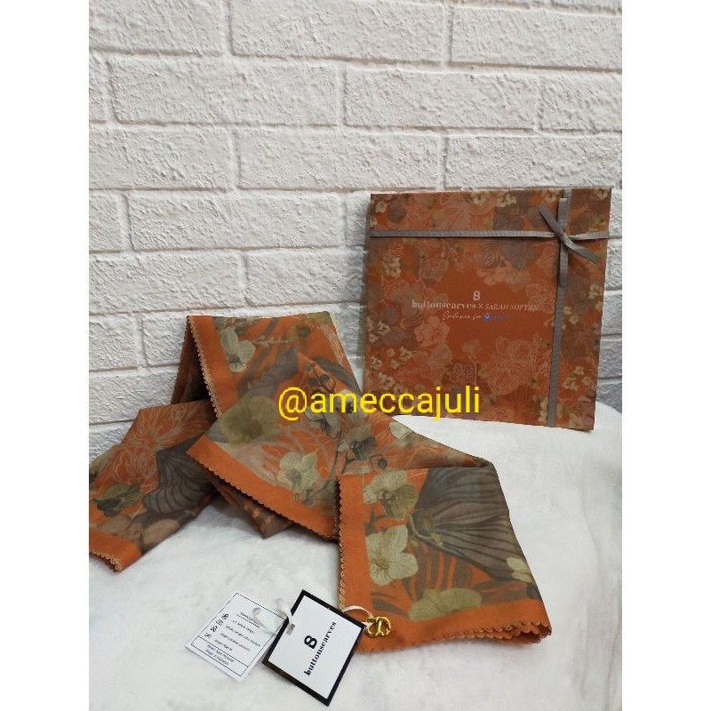 Buttonscarves X Sarah sofyan the Orchide Series - Orange ( SIAP KIRIM)