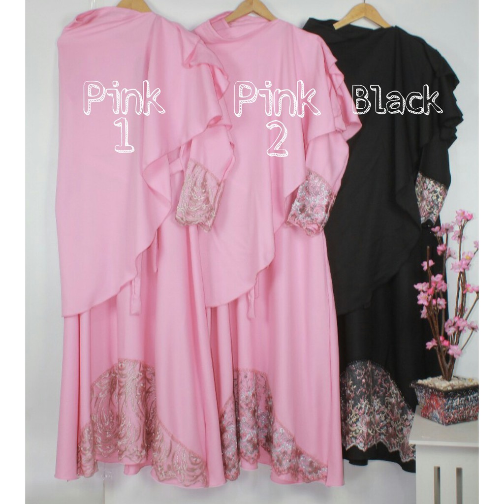 Gamis wollycrepe Burkat SHERLINDA set khimar baju muslimah syar'i anti tembem hijab antem setelan