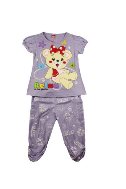 SETELAN FASHION ANAK PEREMPUAN DONUT RELAX BEAR 2-6 tahun (sr.A67) LENGAN PENDEK CELANA PANJANG