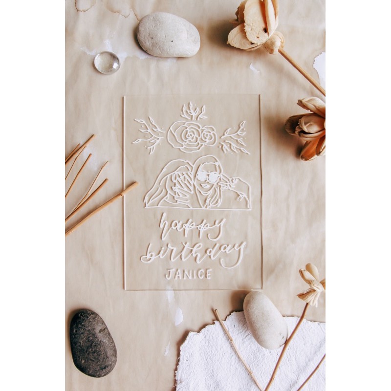 

Custom Illustration Calligraphy Acrylic Greeting Card Size A5 / Kartu Ucapan hadiah ulangtahun kado