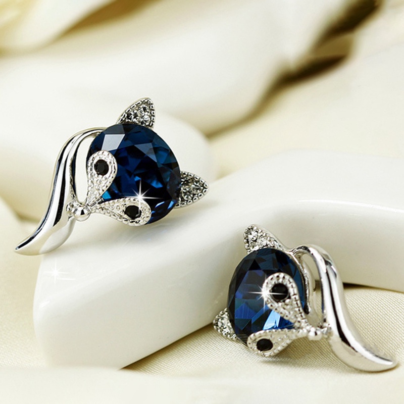 Anting Tusuk Gantung Desain Rubah Hias Kristalzircon High Quality Untuk Wanita