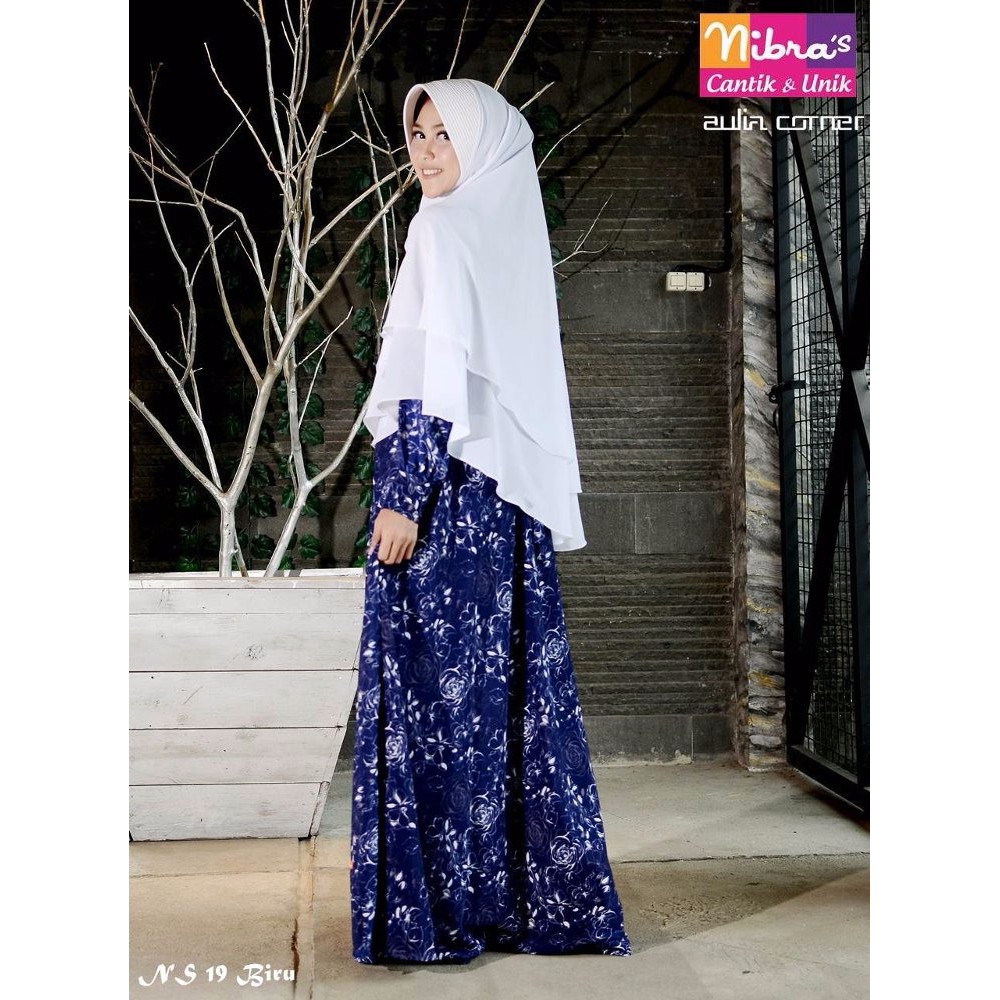 LARIS Baju Gamis Modern Nibras NS 19 Biru ORIGINAL Baju Murah