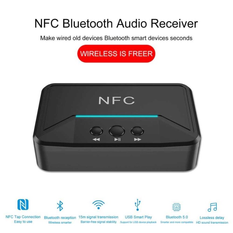 Audio Adapter Bluetooth 5.0 Receiver NFC Stereo Kit Speaker Wireless