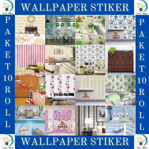 PAKET 10 ROLL Wallpaper Stiker Dinding Motif Dan Karakter Premium Quality ukuran 45cm X 5 meter