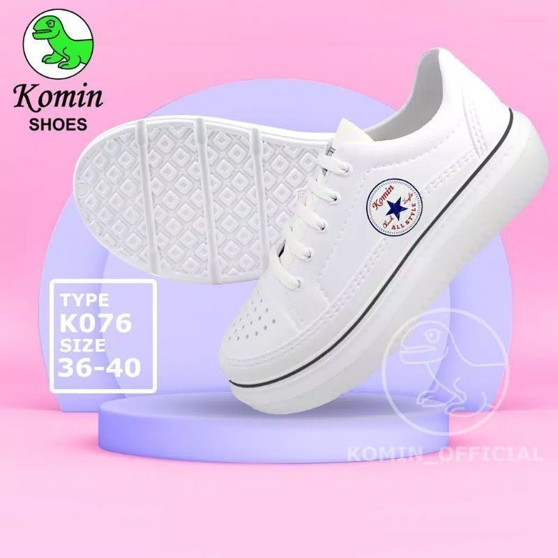 KOMIN Sepatu Sneakers putih pria wanita Anti air Bahan phylon tanpa sambungan