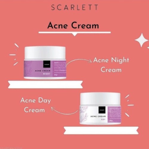 SCARLETT Whitening Acne Day Cream / Night Cream @ 20 GR - Scarlet Krim Jerawat Pemutih Wajah Siang /