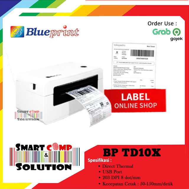 Printer Barcode Thermal Printer Label Resi A6 BLUEPRINT TD110X USB