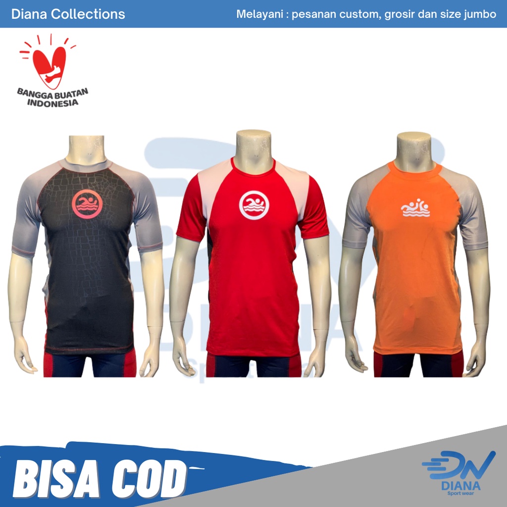 Baju renang pria lengan pendek dewasa jumbo | atasan baju renang cowok  | baju renang dewasa | baju 
