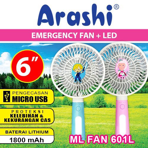 Kipas portable cas jumbo 6 inch Arashi ML fan 601L 6&quot; - emergency