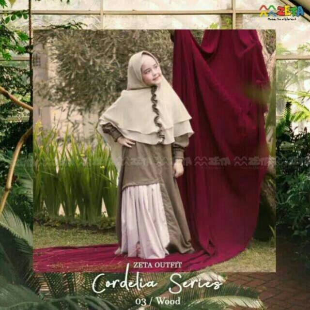 Gamis set Khimar anak Cordelia Series Wood by Zeta Outfit