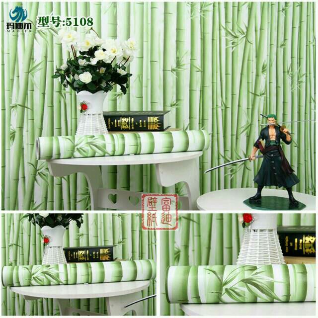 Wallpaper Dinding Motif Bambu Hijau