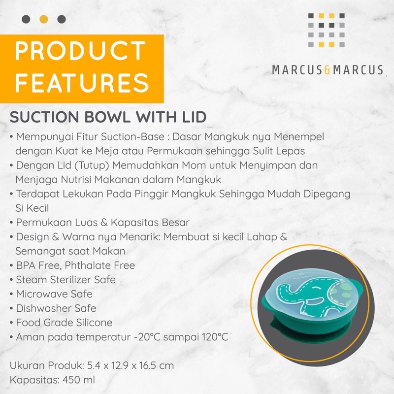 MARCUS &amp; MARCUS SILICONE SUCTION BOWL WITH LID