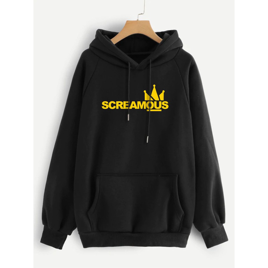  hoodie  cowok  Sweater Hoodie  Distro Pria  Screamous Hitam  