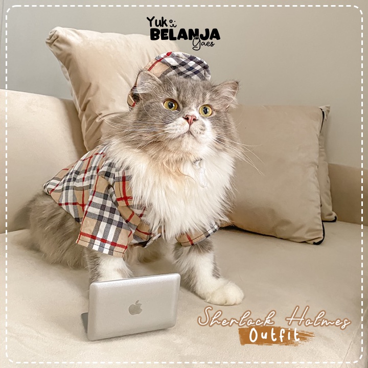 Baju Kucing dan Anjing Sherlock Outfit Lucu Murah Banget bahan nyaman size S-XL | Yuk Belanja Gaes