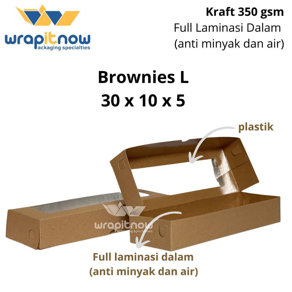 

(isi 50 pcs) Dus Brownies L Kraft Laminasi 30x10x5// dus roti/ dus snack/ dus cookies/ box kraft (AR