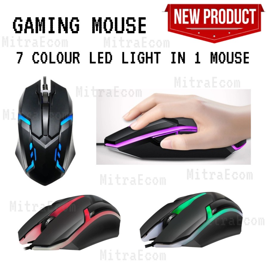 Trend-BEAT QUALITY ME Mouse Gaming Kabel USB ME-1000 DPI Dengan RGB Led 7 Colour 7 Warna T-WOLF