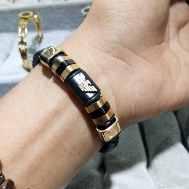 Gelang kulit pria wanita titanium