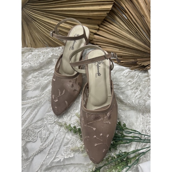 sepatu wedding rafaizoutfit wanita pesta mocca tali 7cm kaca