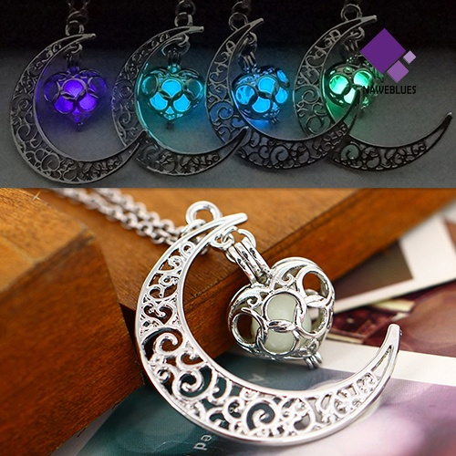 Kalung Rantai Dengan Liontin Bulan Sabit Warna Turquoise Untuk Hadiah Halloween