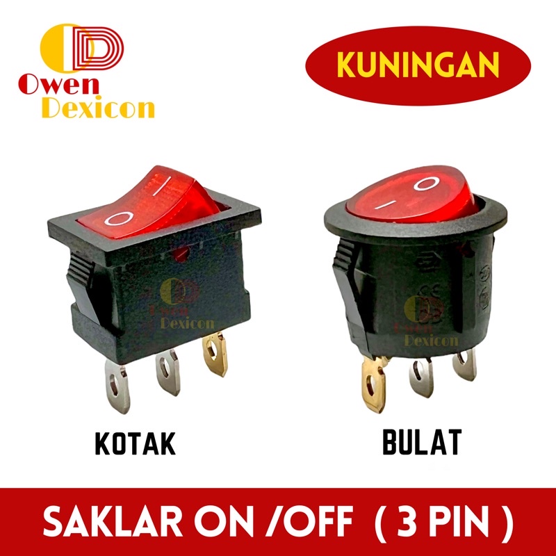 Jual Saklar Switch Bulat Kotak Lampu Pin Kaki Mini Saklar On Off Kuningan Round Rocker