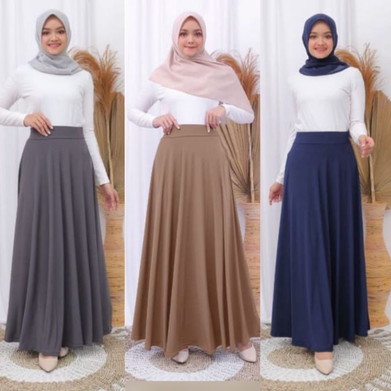 ROK PAYUNG / ROK LEBAR WANITA PANJANG - BAHAN HYGET PREMIUM