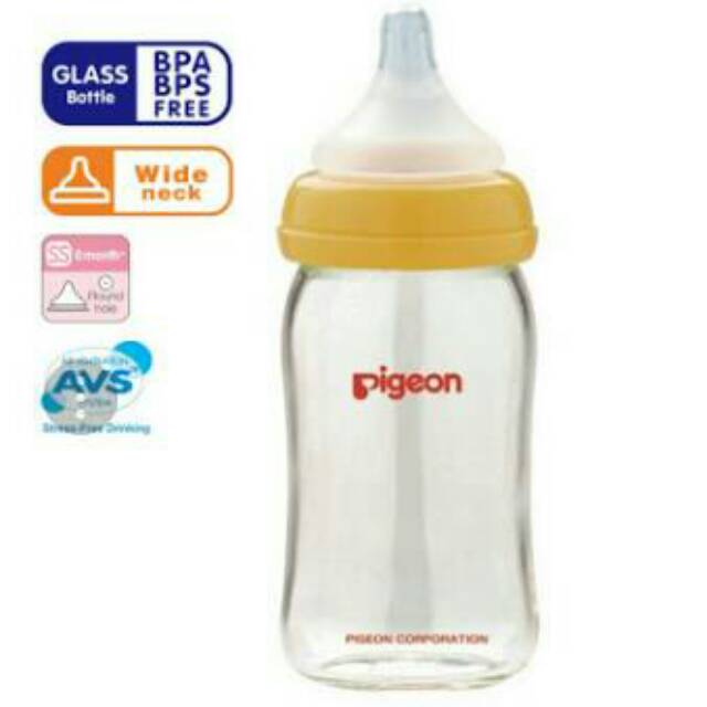 PIGEON Glass 160ml Botol Kaca Pigeon Peristaltic Plus wide neck 240ml / Botol susu kaca pigeon wideneck / Botol Susu Kaca Slimneck 120ml