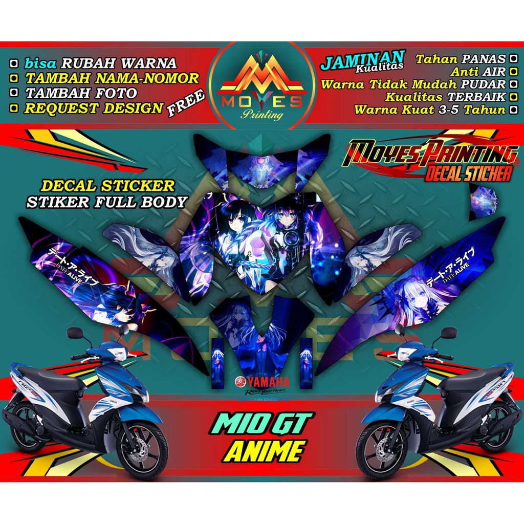 striping vareasi motor mio gt full body stiker mio gt full body decal stiker motor mio gt full body