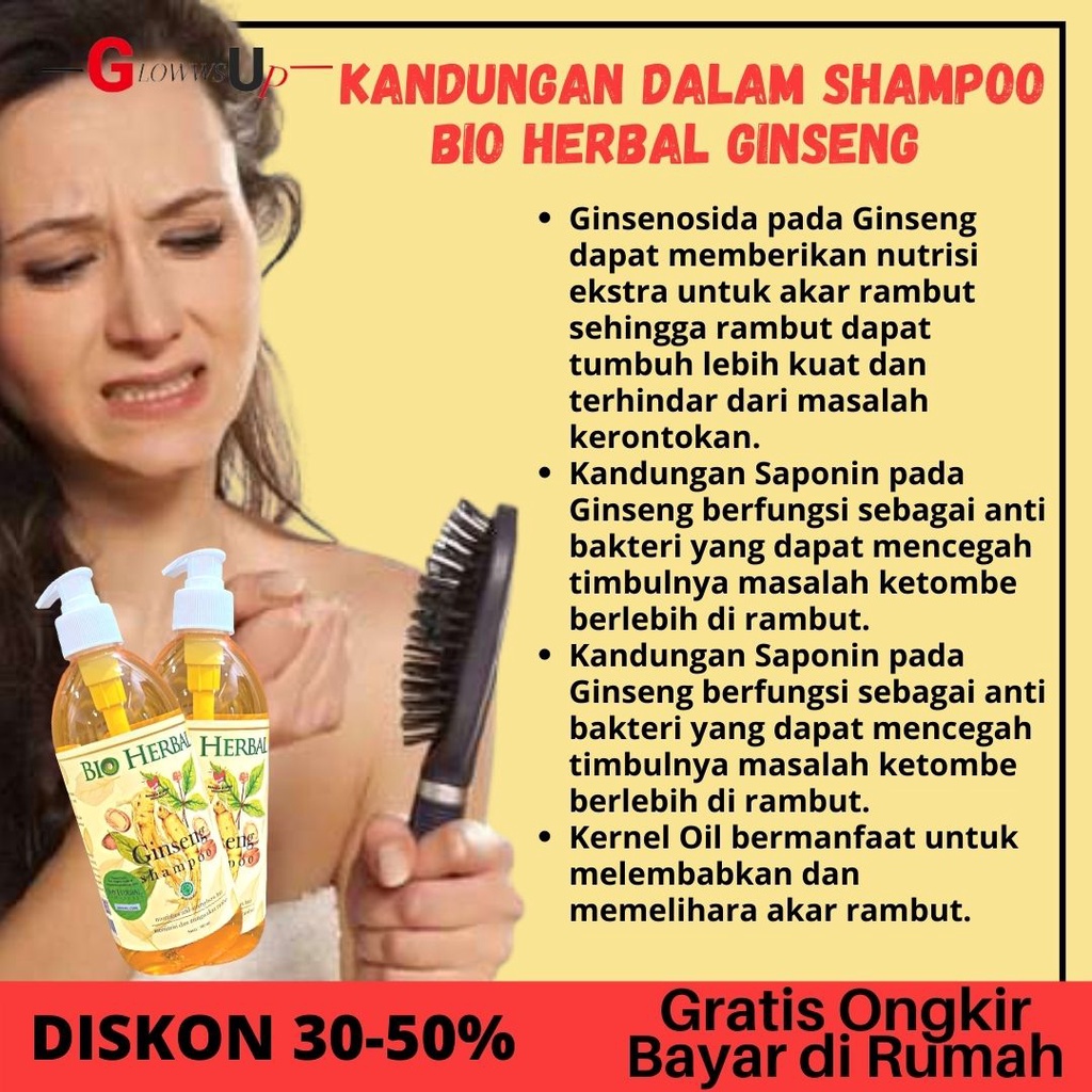 PENUMBUH RAMBUT BOTAK BIO HERBAL SHAMPO GINSENG 500ML NEW SIZE - SHAMPO GINSENG BIO HERBAL