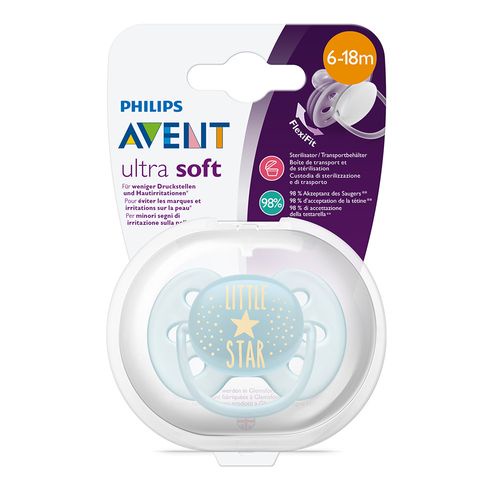 Philips Avent SCF528/01 Soft Soother6-18m Boy Biru | Empeng Gigitan