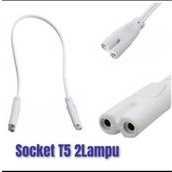Socket Lampu T5 - Soket T5 Kabel Power - Kabel Penyambung T5 2Lampu 2arah