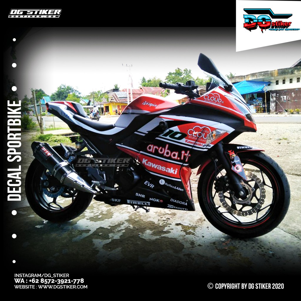 Decal Striping Ninja 250 FI Merah Ducati Aruba DG Stiker