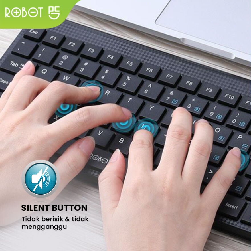 ROBOT RK10 Keyboard  Portable Mini Wired Ultra-Thin Tombol Silent - Garansi Resmi 1 Tahun