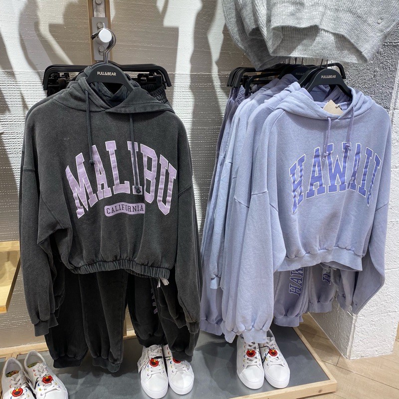 Hoodie crop Pull&Bear Malibu/Hawaii