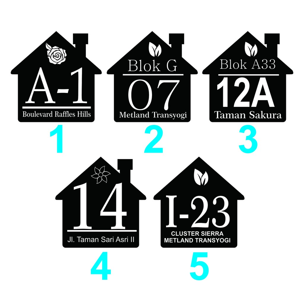 Nomor rumah Acrylic mewah ukuran 20x20 murah, bukan murahan