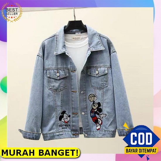 Jaket Jeans Wanita Import Korea Model Kekinian Amr Original - 1028 Rachel Bunga - Jacket Jeans Love 