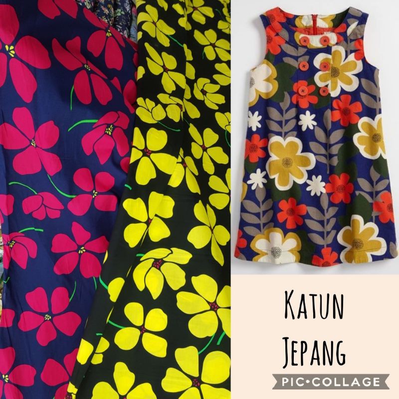 Katun Jepang ori harga per 0,5m. ada 2 warna. bunga pink/kuning