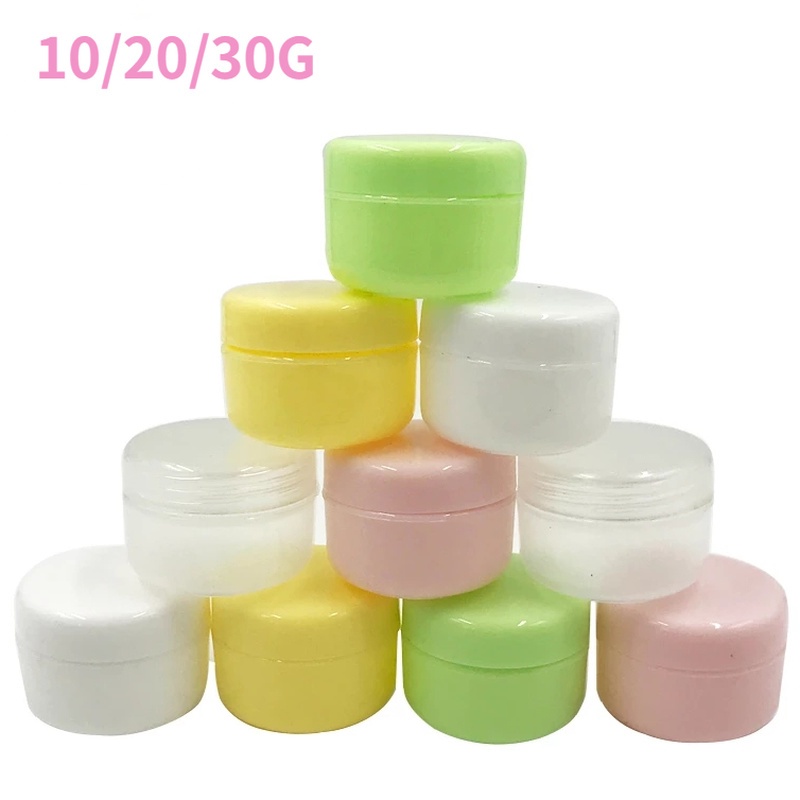 10 / 20 / 30g Botol Krim Wajah Lotion Kosmetik Portable Bentuk Bulat Untuk Travel