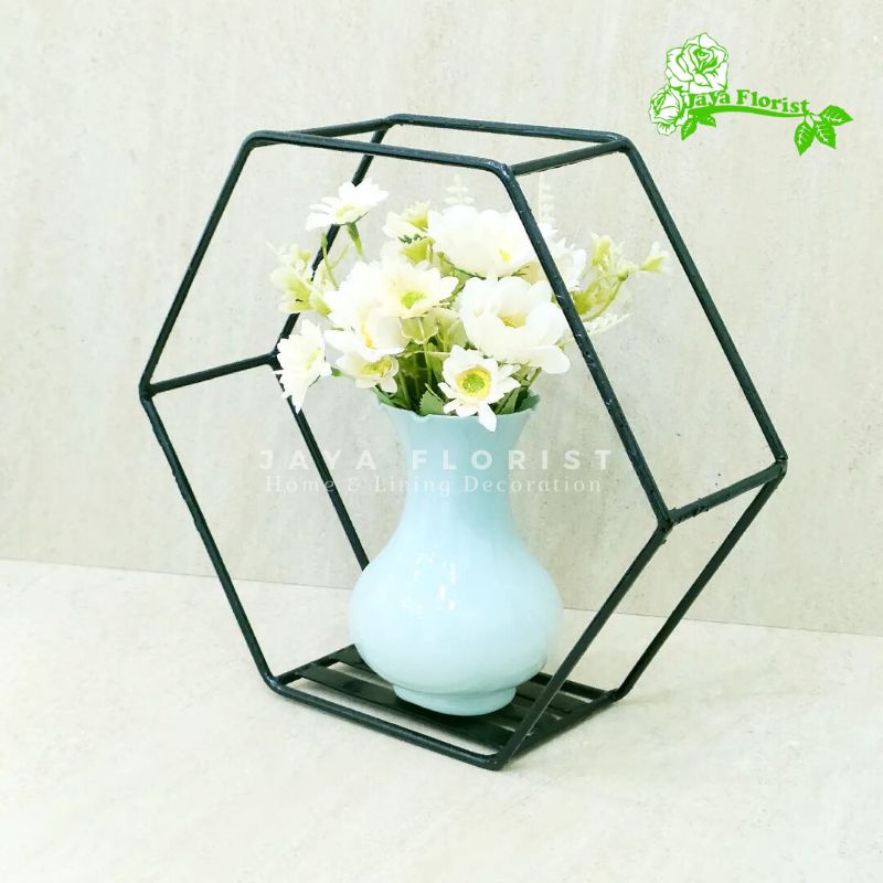 Rak Bunga Besi Tempel Dinding Rak Pot Bunga Dinding Rak Dinding Hexagonal Rak Dinding Aesthetic