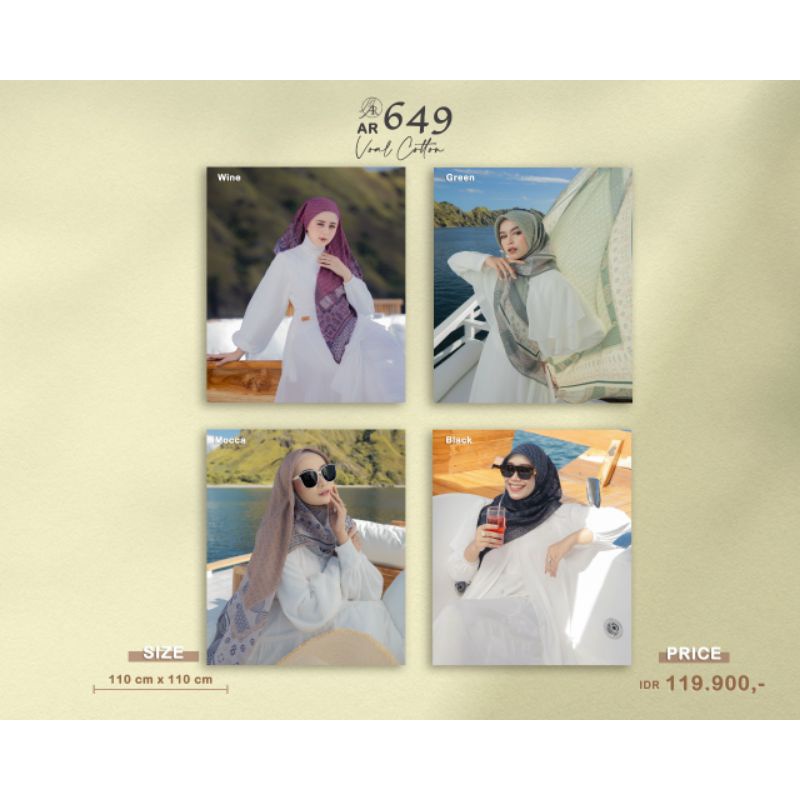 AR 649 Jilbab Segi empat Arrafi Hijab Motif Arrafi Scraft Arrafi